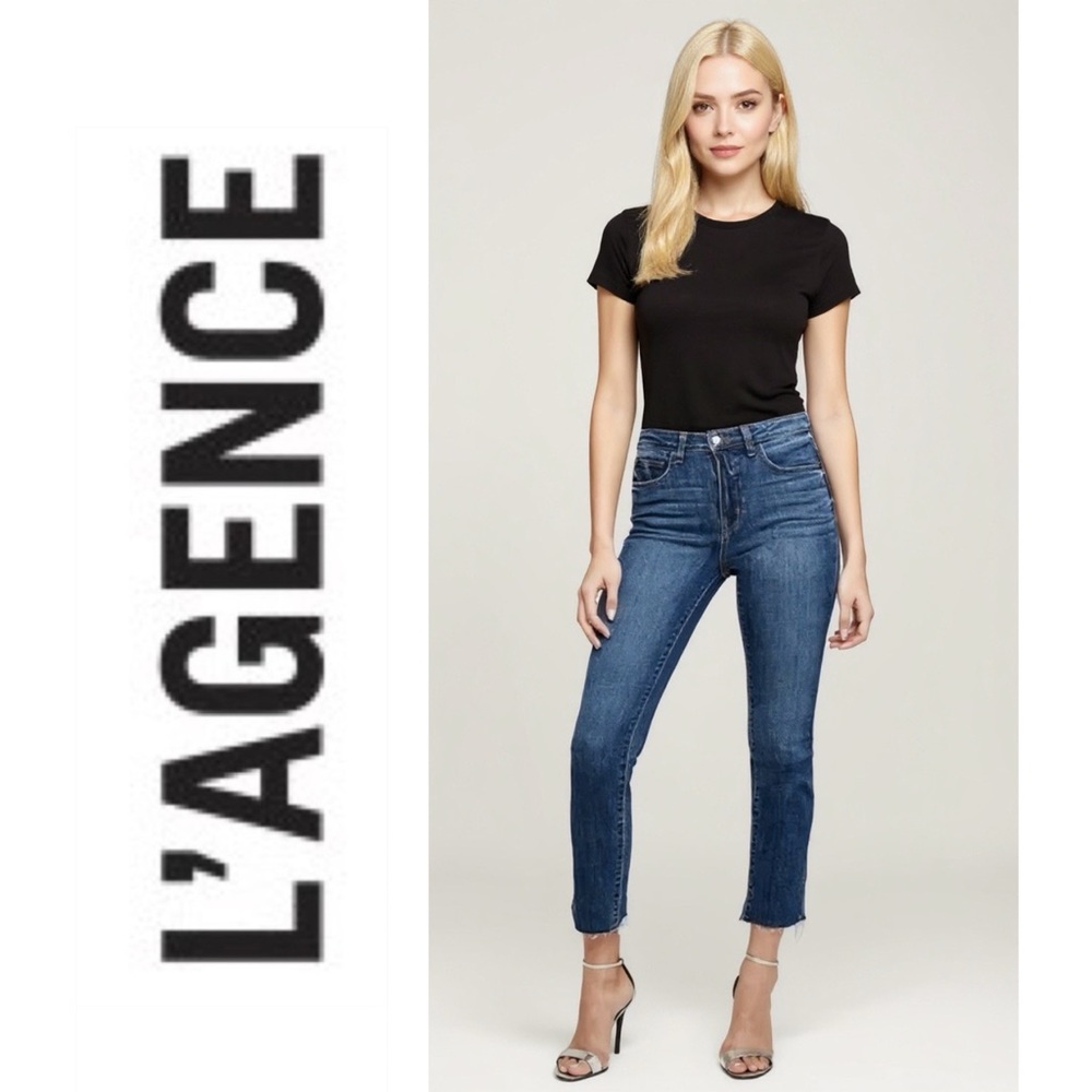L'AGENCE Jeans Women’s 26 Classic Blue Lorelei High Rise Straight Jeans Step Hem